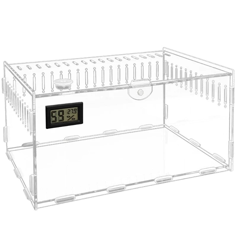 Reptiles Feeding Box Acrylic Terrariums Container for Spiders Lizards Small Pet Mini Habitat 2 Size 090C