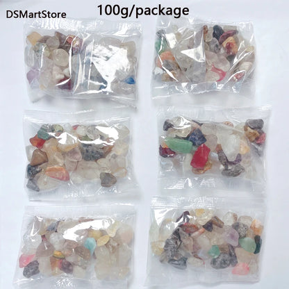 100g Natural Stones Mixed Crystal Material Crystal Gravel Stone Chips Ore Minerals Reiki Specimen Gemstones Aquarium Decoration
