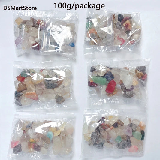 100g Natural Stones Mixed Crystal Material Crystal Gravel Stone Chips Ore Minerals Reiki Specimen Gemstones Aquarium Decoration