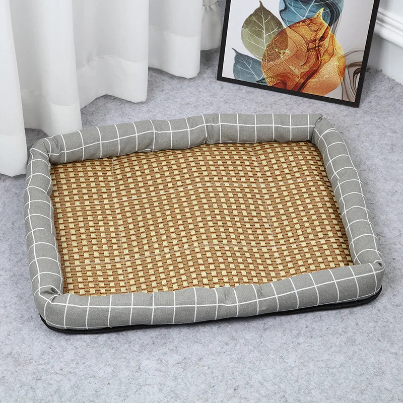 Pet Summer Mat Dog Cooling Sofa Breathable Pad Moistureproof Rattan Wear Cat Mat