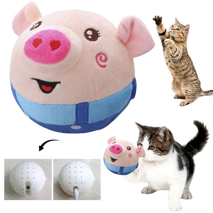 Cartoon Pig Active Moving Plush Toy for Dogs – Washable, USB Rechargeable, Interactive Talking Moving Ball Toy