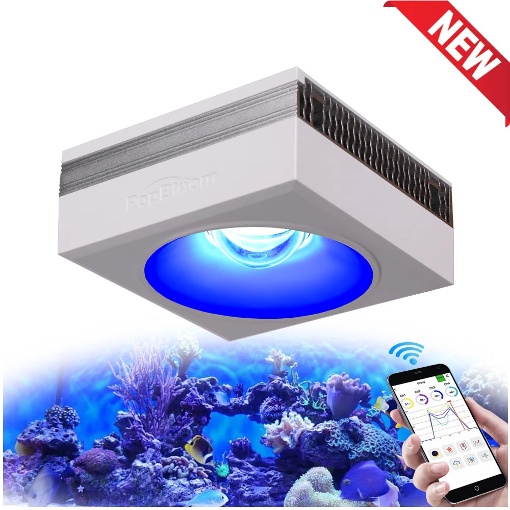 NEW PopBloom RL90 WiFi Led Aquarium Light Full Spectrum, Reef Light Aquarium Saltwater Coral Growing Marine Aquarium Tank Lamp
