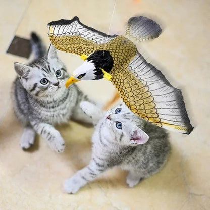Simulation Bird Interactive Cat Toys Electric Hanging Eagle Flying Bird Cat Teasering Play Cat Stick Scratch Rope Toys