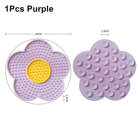 1Pcs Durable With Suction Cup Dog Licking Mat Sunflower Shaped Silicone Pet Lick Pad Cat Placemat Pet Supply