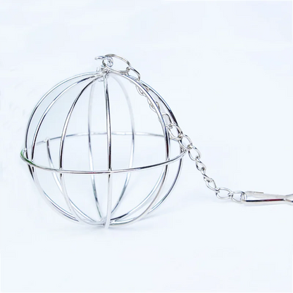 1pc-Hanging feeders for rabbits and birds, made of stainless steel material, equipped with grass balls for feeding