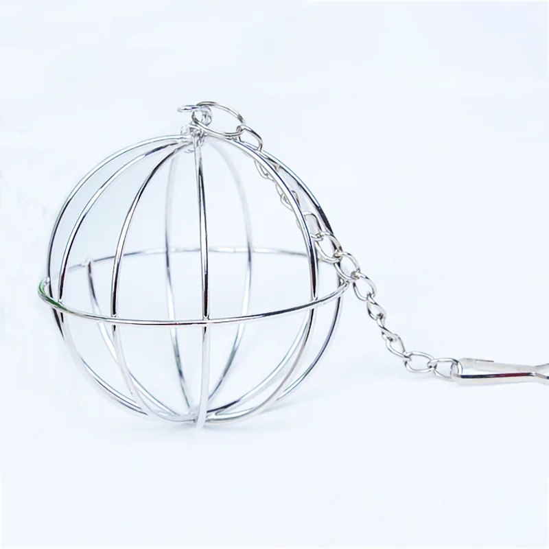 1pc-Hanging feeders for rabbits and birds, made of stainless steel material, equipped with grass balls for feeding