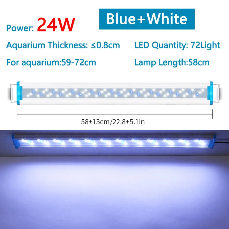 Extensible Waterproof Clip on Lamp For Fish Tank Super Slim Fish Tank Aquatic Plant Grow Aquarium LED Light 18-58cm