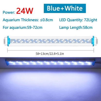 Extensible Waterproof Clip on Lamp For Fish Tank Super Slim Fish Tank Aquatic Plant Grow Aquarium LED Light 18-58cm