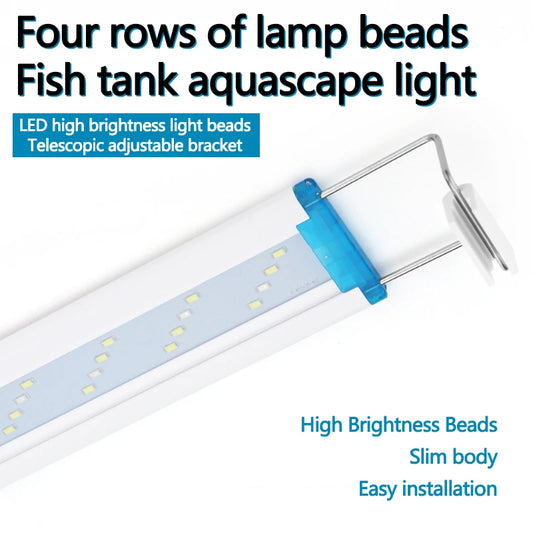 Extensible Waterproof Clip on Lamp For Fish Tank Super Slim Fish Tank Aquatic Plant Grow Aquarium LED Light 18-58cm