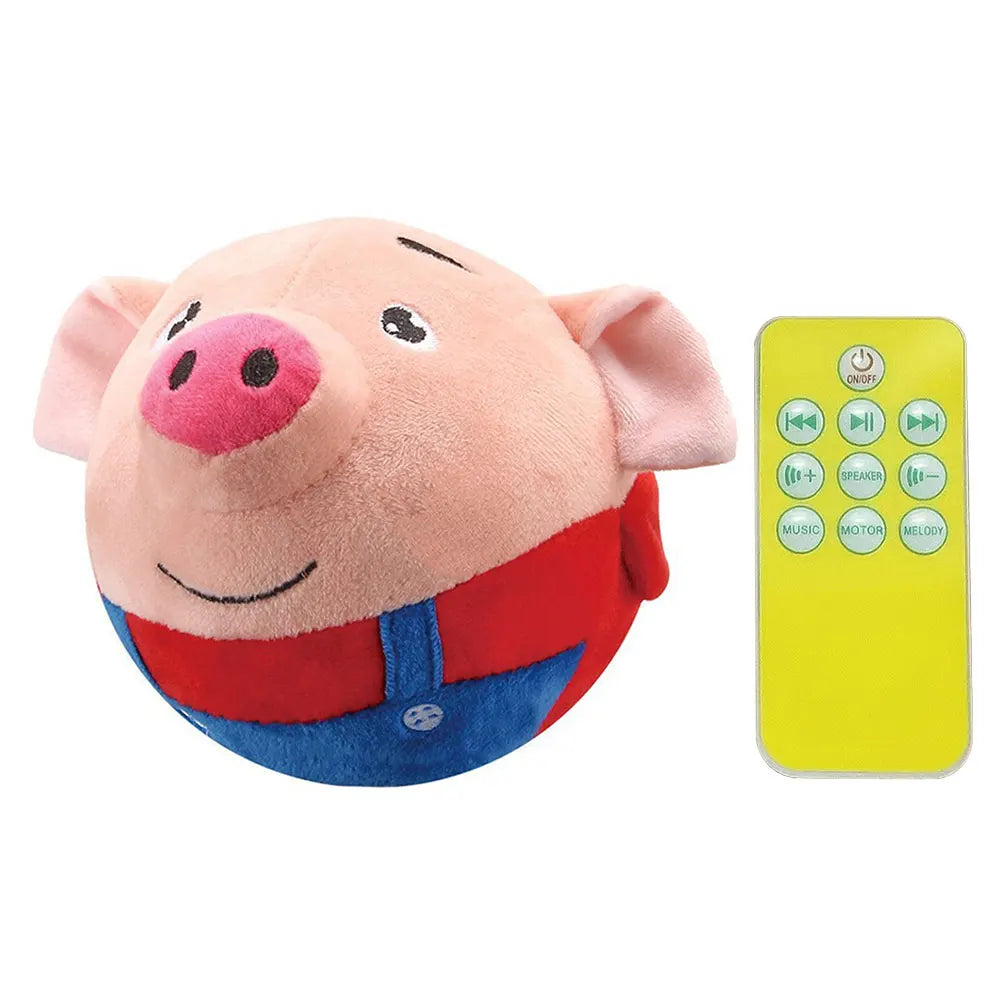 Cartoon Pig Active Moving Plush Toy for Dogs – Washable, USB Rechargeable, Interactive Talking Moving Ball Toy