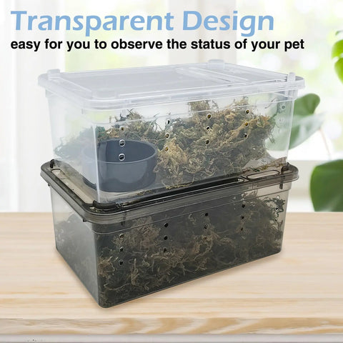 6pcs,Reptile plastic terrarium, transport container for lizards, geckos, snakes, spiders, scorpions, beetles, centipedes