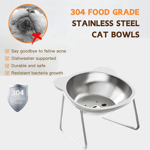 Cat Bowl Stainless Steel Cat Food Bowls with Metal Stand Food and Water Dish for Cats Kitten Puppies Feeders Cat Supplies