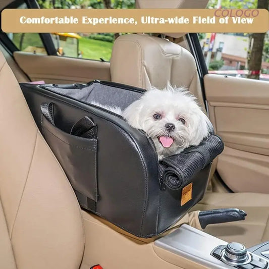 Dog Car Seat Puppy Booster Seat Fits Small Dogs Removable Cushion Safety Hook Installs on Armrest Console Breathable