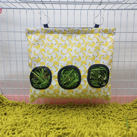 Rabbit Hay Feeder Small Animal Hanging Hay Bag for Bunny Guinea Pigs Chinchilla Feeder Food Dispensers Bag Pet Feeding Bag