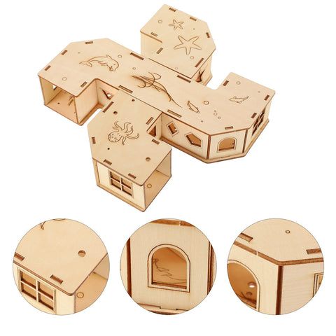 Hamster Toy Tunnel Maze Pet House Hideoutanimal Wooden Tunnels Castle Labyrinth Tube Supplies Gerbil Tubes Chew Hideaway Wood
