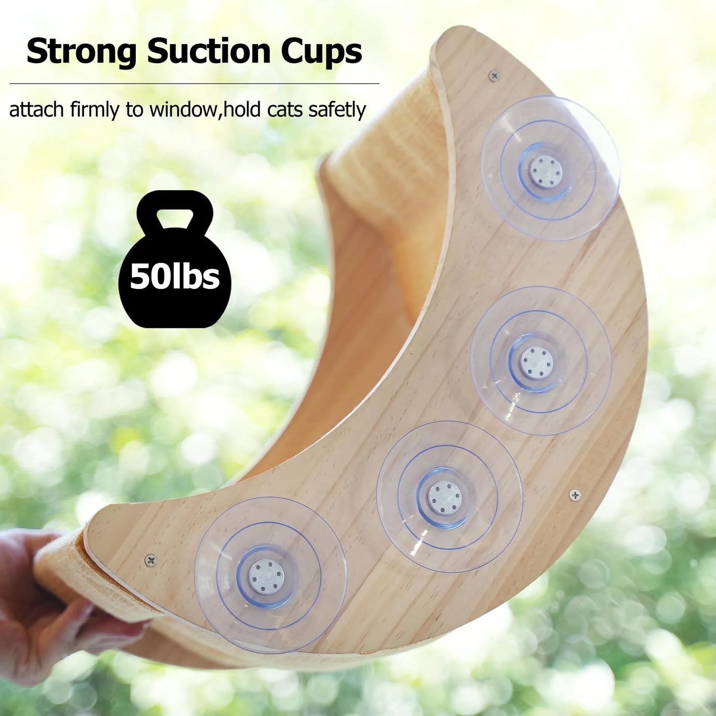 Wooden Cat Window Hammock with Suction Cups - Hanging Swing Bed Perch for Cats & Small Dogs | Space-Saving Pet Lounger
