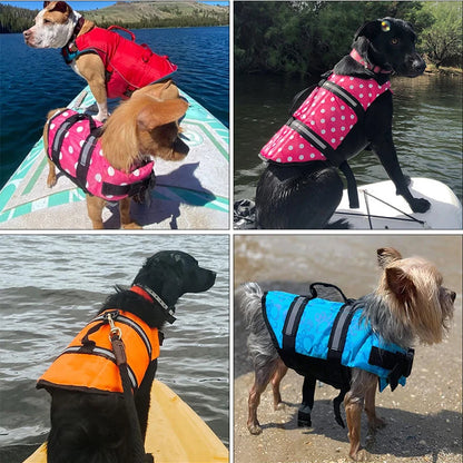 Summer Dog Life Jacket Reflective Adjustable Large Dogs Swimwear Safety Vest Surfing Sailboat Enhanced Buoyancy Pet Lifejackets