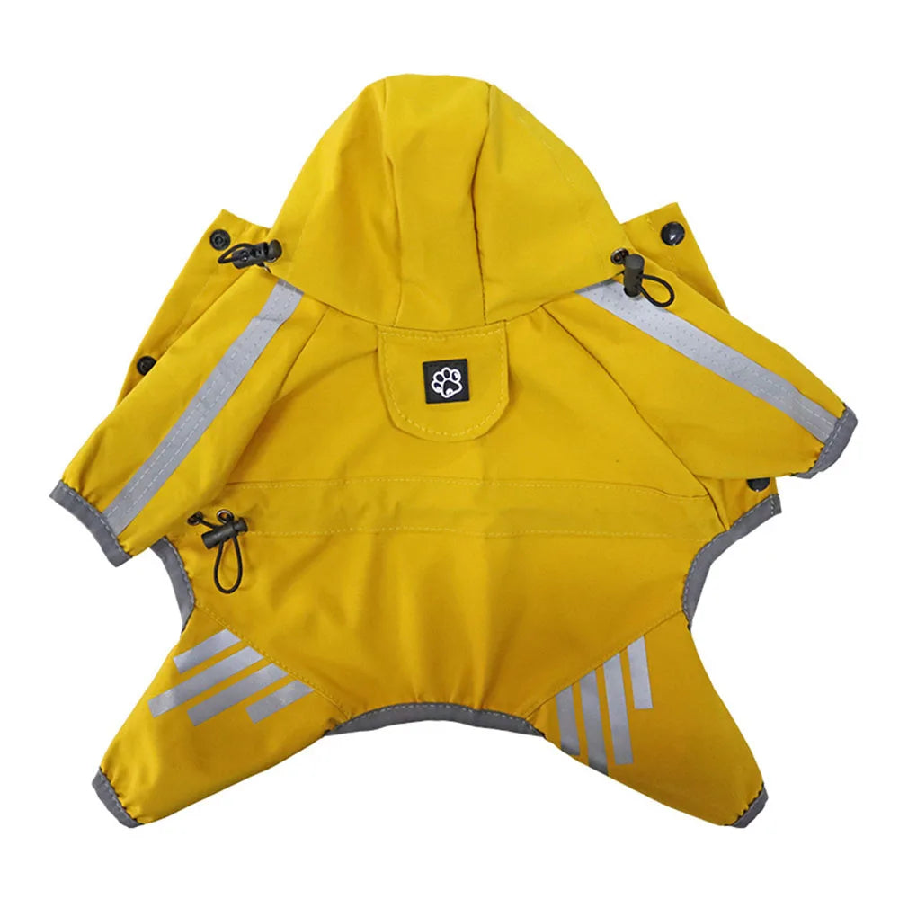 Dog Raincoat Waterproof Dog Rain Jacket with Hood Reflective Dog Rain Coat with Leash Hole Lightweight Waterproof Puppy Clothes