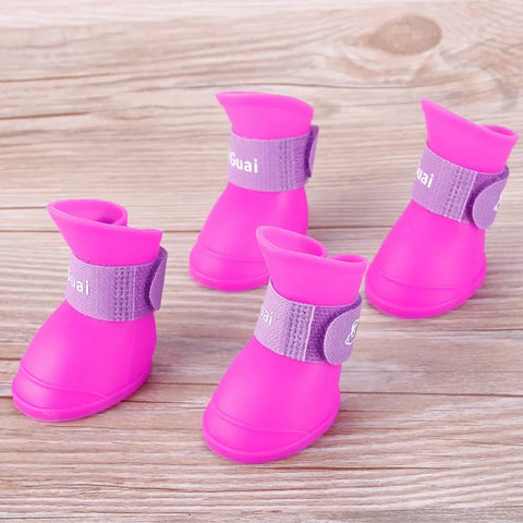 4PCS/SET Dog Boots for Small Dogs  Summer Pet Dog Shoes Waterproof Pet Rain Shoes for Dog Puppy Rubber Boots Durable Shoes