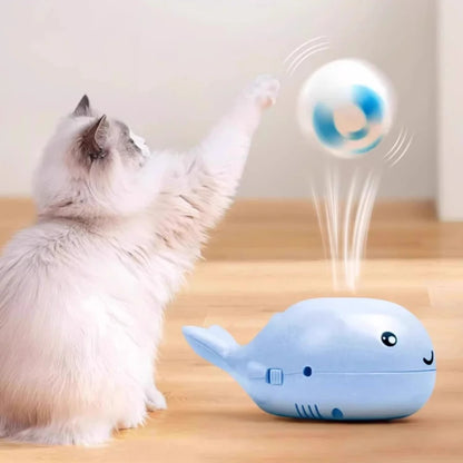 Interactive Cat Electric Ball Toy Simulated Whale Kitten Toy USB Dual Function Fan Teaser Supplies for Cats