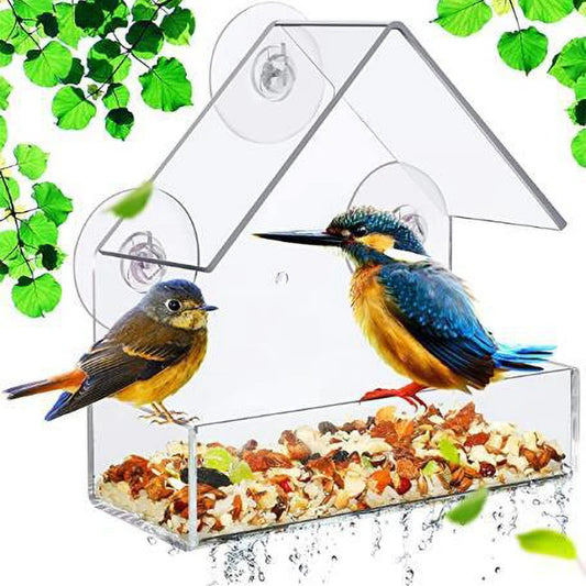 Bird Feeder Birds House for Outdoor, Window Bird Feeder with Strong Suction Cups for Wild Birds, Cardinal, Bluebird