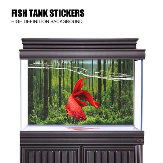 Aquarium Background Poster PVC Adhesive Sticker Fish Tank Seafloor Water Grass Background Decoration Painting PVC Sticker