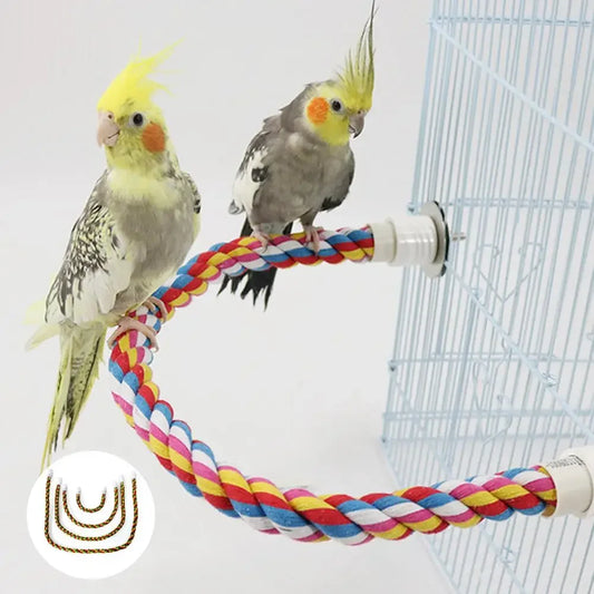 Bird Bite Toy Multi-color Parrot Standing Woven Rope Toy  Bird Chew Toy Bendable Pet Parrot Standing Perches  For Parakeet