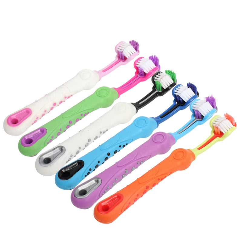 Three Sided Pet Toothbrush Multi-angle Toothbrush Cleaning Dog Cat Brush Bad Breath Pet Dental Care Cat Cleaning Mouth