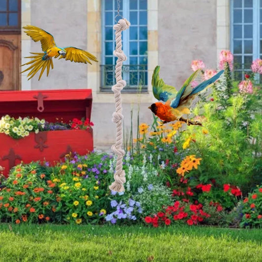 Hanging Cotton Rope Swing Cage with Knots, Parrot Climbing Toy, Boredom Breaker for Budgies