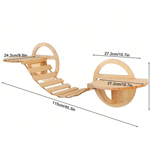 Wall Mounted Cat Climbing Shelves Cat House Cat Bridge Cat Hammock with Scratching Post and Pedals or Stairway for Kittens