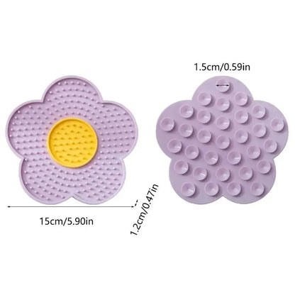 1Pcs Durable With Suction Cup Dog Licking Mat Sunflower Shaped Silicone Pet Lick Pad Cat Placemat Pet Supply