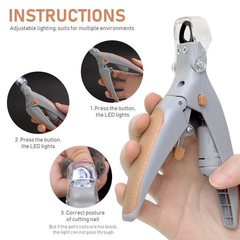 LED Light Pet Nail Clippers - Great for Trimming Cat and Dog Nails and Claws, 5x Magnification, Can Be Used as Nail Clippers, Qu