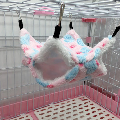 Double Layered Hamster Cage Sleeping Hammock Print Guinea Pig Clothes Bed Rodent Hammock Chinchilla Cage Little House