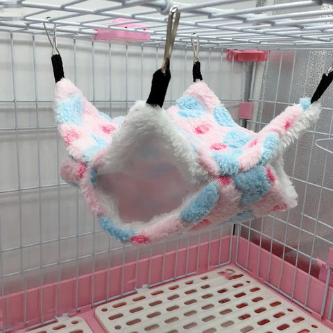 Double Layered Hamster Cage Sleeping Hammock Print Guinea Pig Clothes Bed Rodent Hammock Chinchilla Cage Little House