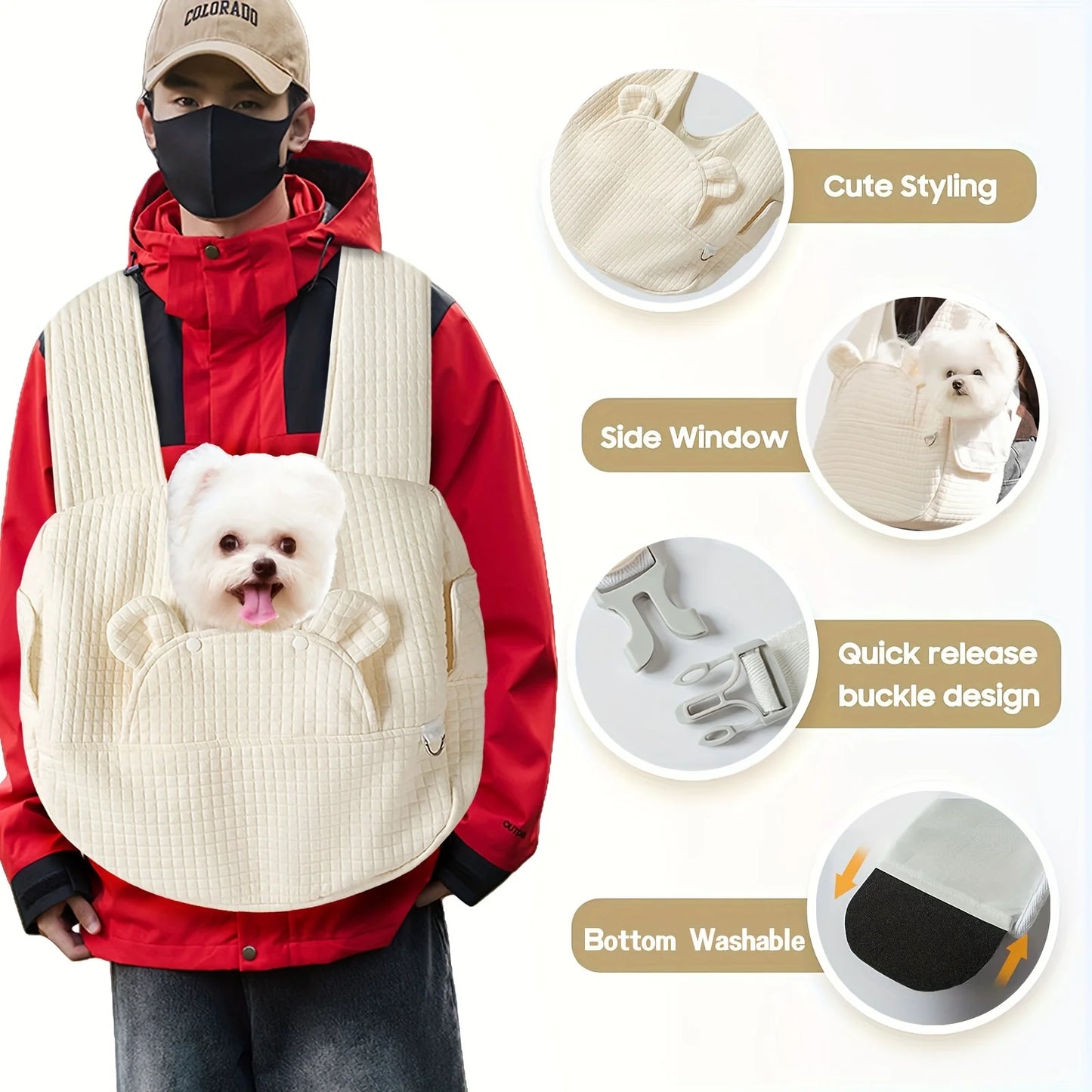 Adjustable Pet Backpack Dog Travel Bag Suitable Safety Belt with Removable Bottom Cat Bag Dog Shoulder for Travel Hiking Outdoor