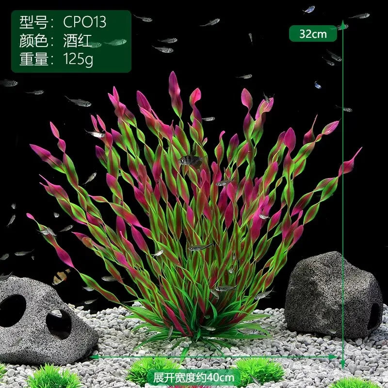 1pc Artificial Underwater Plants Aquarium Fish Tank Seaweed Decoration Green Purple Water Grass Viewing Decorations for Home