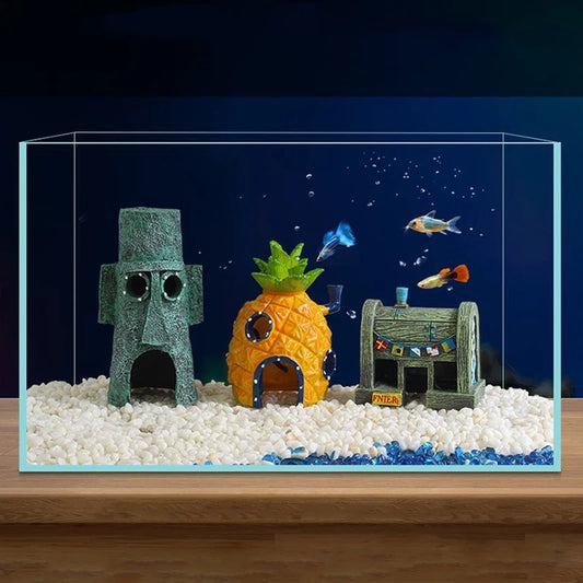 Aquarium Decoration Landscaping Accessories Fish Tank Aquarium Decoration Cartoon Character Pineapple house decoration