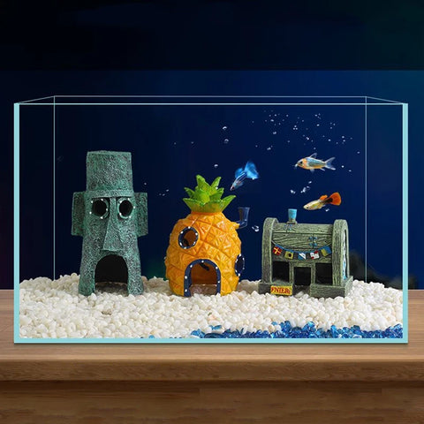 Aquarium Decoration Landscaping Accessories Fish Tank Aquarium Decoration Cartoon Character Pineapple house decoration