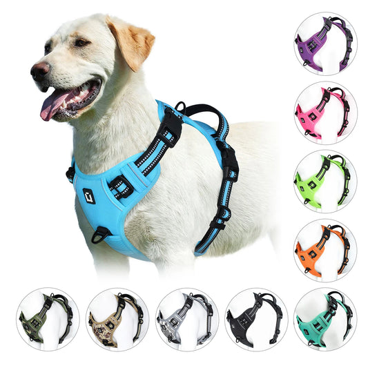Soft Padded No-Pull Dog Harness with Easy-Grip Handle and Adjustable Straps for Sizes
