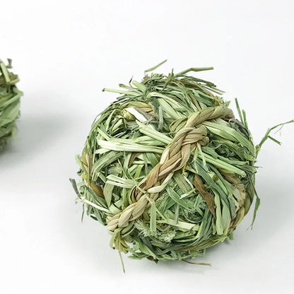 7CM Chewing Braided Ball Guinea Pig Rabbit Hamster Small Animal Play Pet Interactive Chew Toy Natural Grass Ball