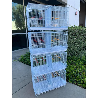 Set of 4 Stackable Breeding Bird Cage for Canary Finch Small Birds (White)