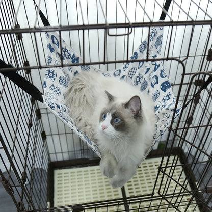 All-Season Cat Hammock for Cages, Durable Canvas & Linen, S/M/L Sizes, Easy Installation & Cleaning