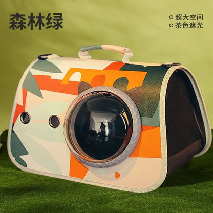 Foldable Cat Carrier Backpack – Cute Cartoon Design with Airflow Vents & Shoulder Strap Interface, Pet Travel Bag for Cats