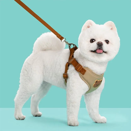 Adjustable Dog & Puppy Harness Leash Set with Breathable Vest and Chest Strap for Small to Medium Dogs