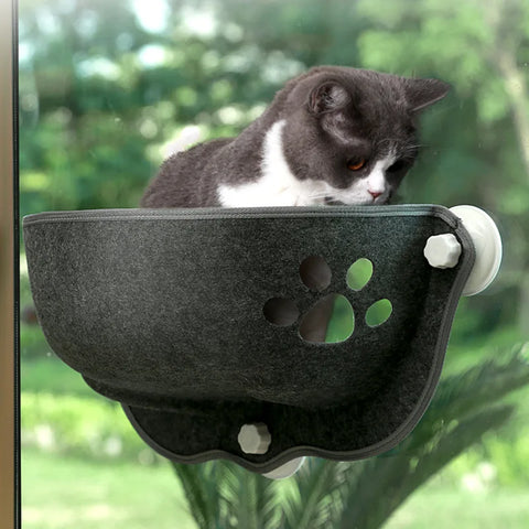 Premium Window-Mounted Cat Hammock Bed - Plush Perch Cushion with Secure Suction Cups for Cats, Ferrets, Chinchillas