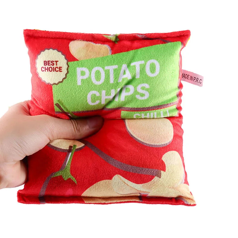 Funny Dog Toys Crisps Plush Chew Toy – Bite-Resistant Squeaky Sounding Paper Toy for Small and Medium Dogs, Fun Interactive Pet Supplies
