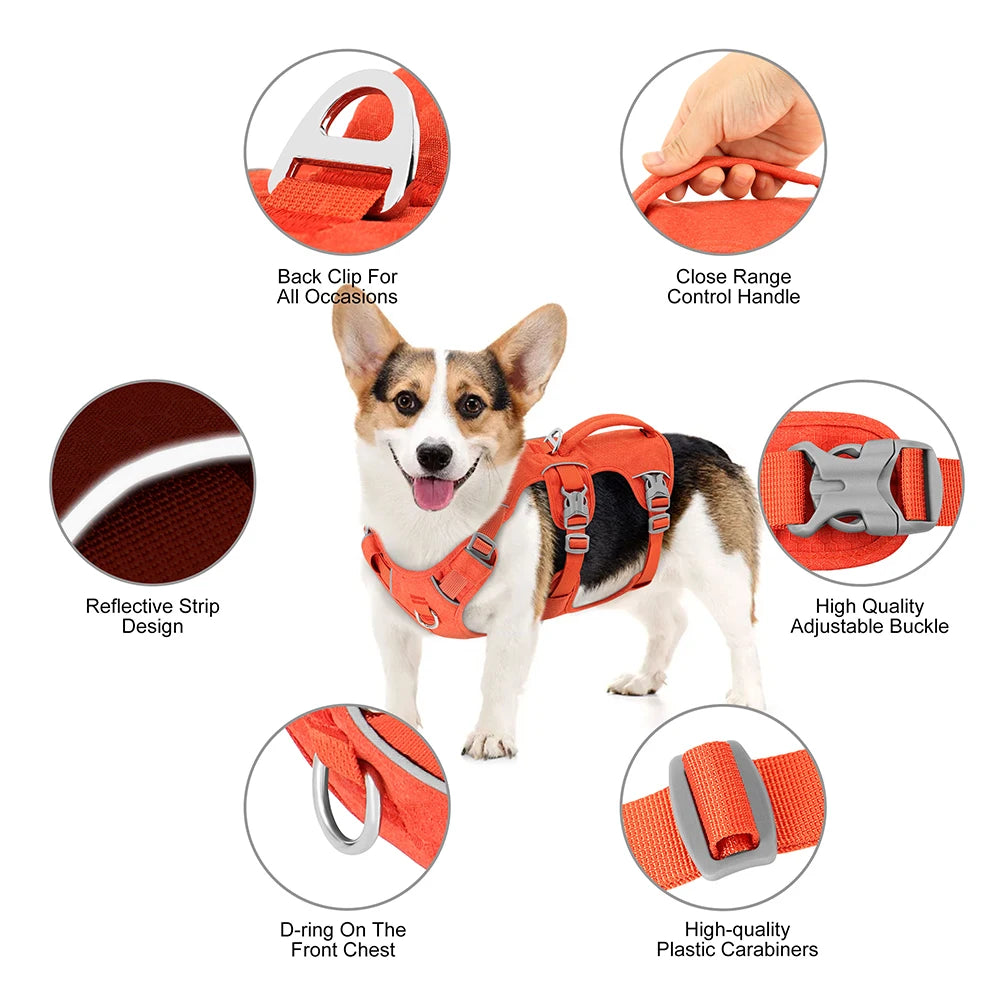 Nylon Pet Dog Harness Reflective Dog Harnesses Durable Vest With Handle Adjustable for Small Medium Large Dogs Bulldog Walking