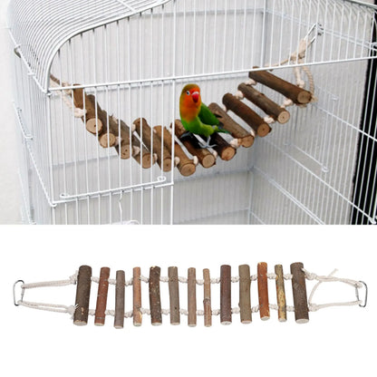 Parrot Natural Rope Wood Ladder Swing Toy Hanging Climbing Bridge Bird Pet Chewing Toys for Parrots Hamster