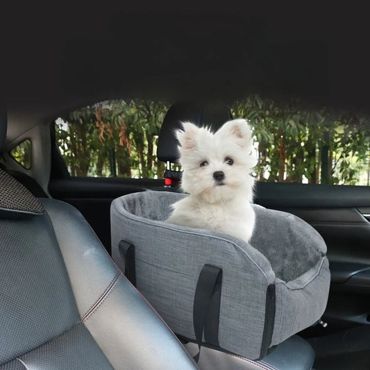 Portable Pet Car Seat with Detachable Armrest Pillow Lift Seat Safety Buckle and Central Control for Medium Small Dogs and Cats