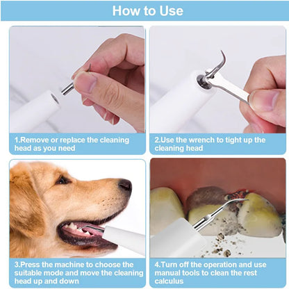 Dog Tooth Calculus Device Ultrasonic Toothbrush Electric Pet Tooth Scaler Tooth Cleaning Tool Plaque Dog Cat Dental Care Kit